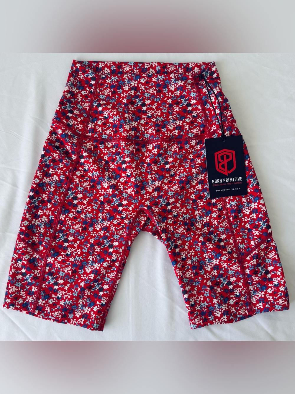 NWT BORN PRIMITIVE TEMPO BIKER SHORT SIZE S, color pattern is AMERICAN BEAUTY